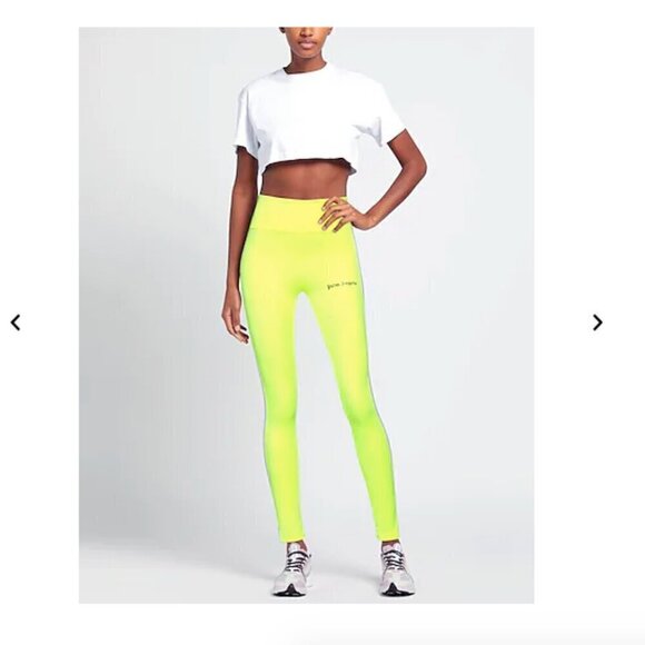 Palm Angels Side Stripe Logo Track Leggings Fluorescent Yellow Size S - Picture 1 of 6